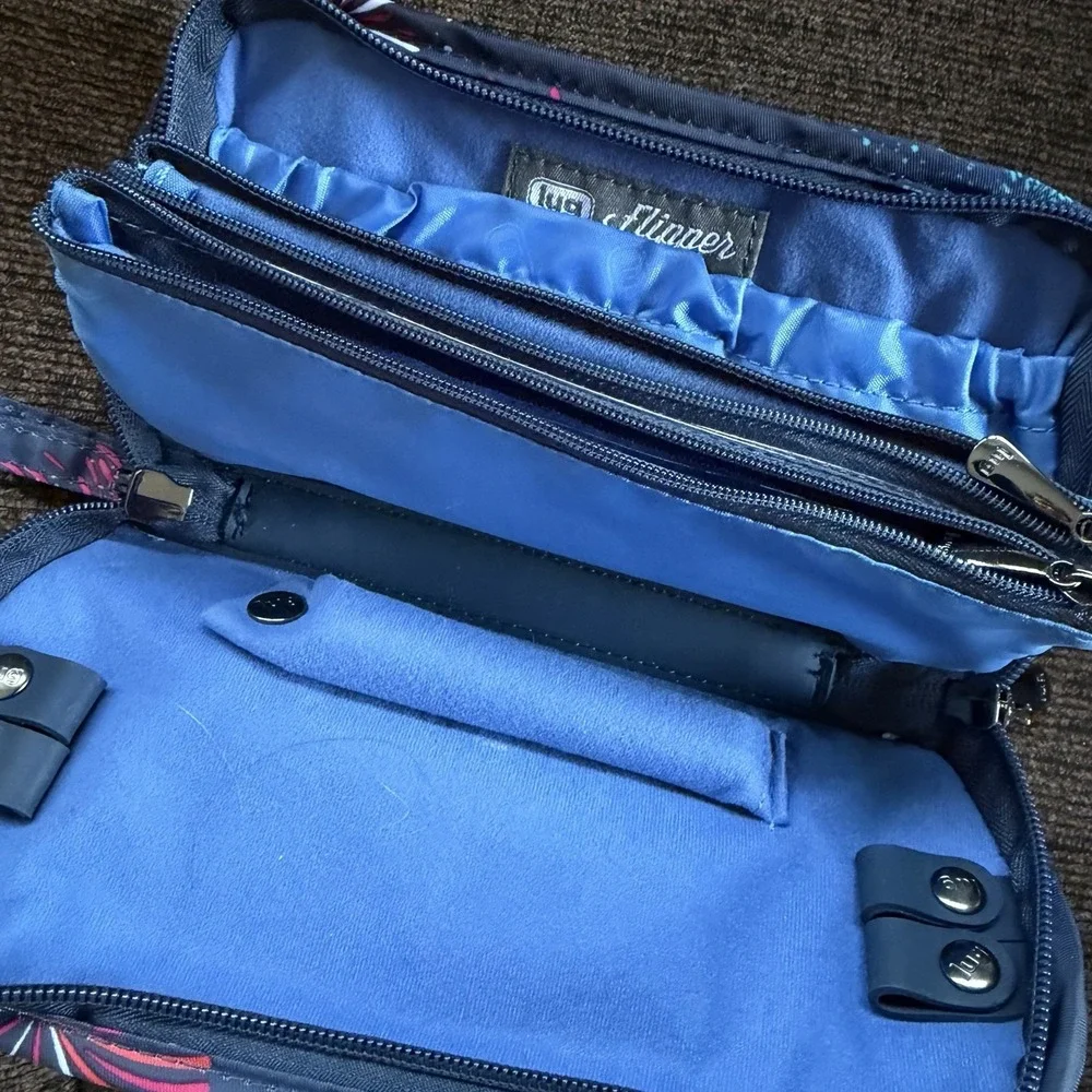 Lug Flipper Jewelry Makeup Organizer Travel Clutch in Fireworks Navy Blue 🎆